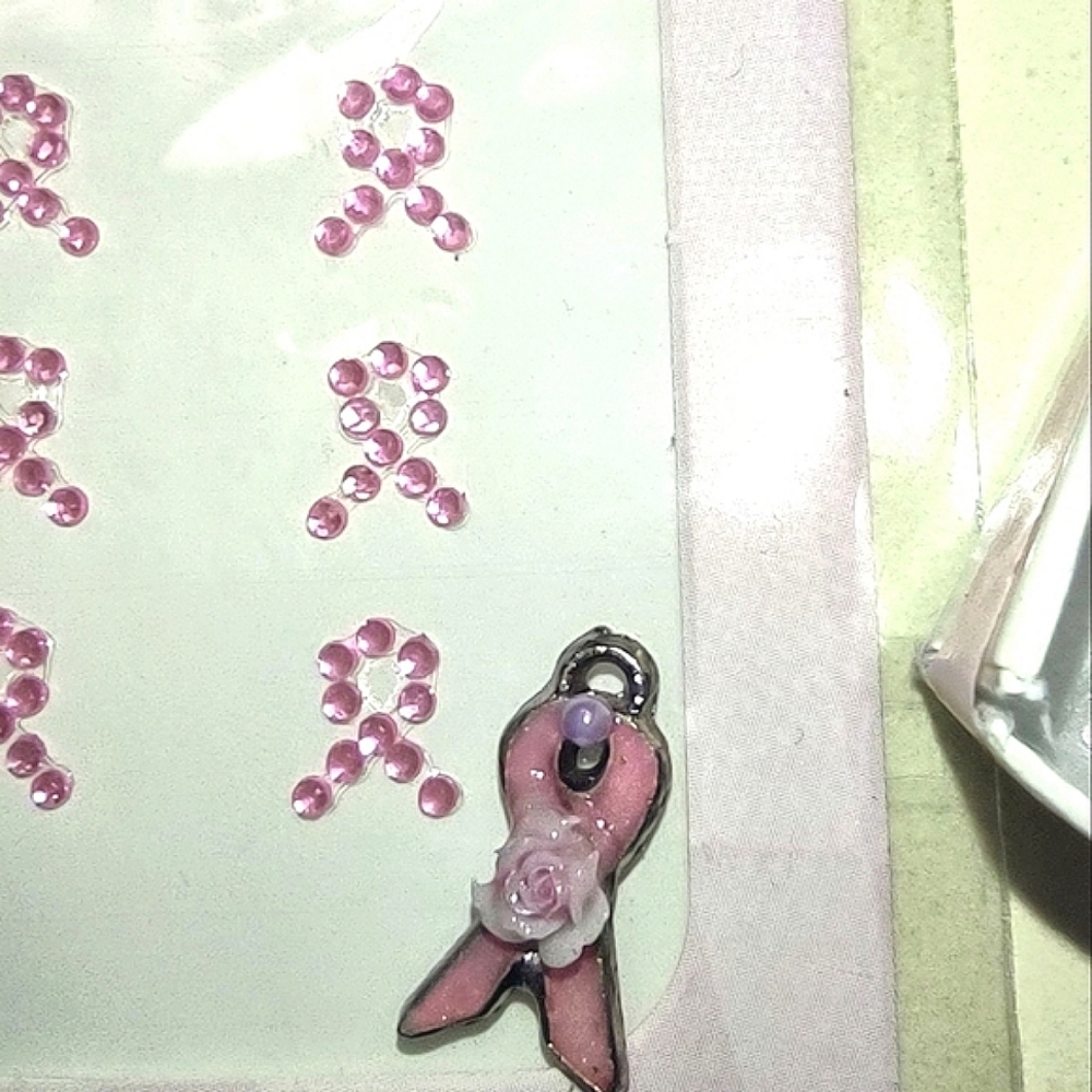 Avon Brooch Lot of 3 Pink Awareness Ribon Nail Art Jewels